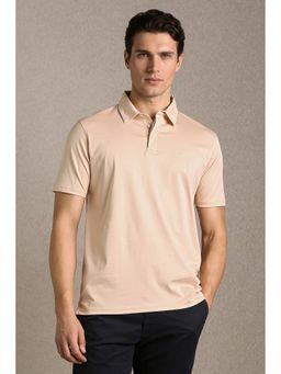 Louis Philippe - Men'S Peach Solid Polo T-Shirt