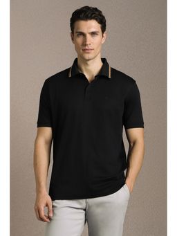 Louis Philippe - Men'S Black Solid Polo T-Shirt