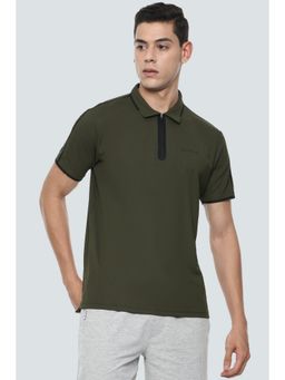 Louis Philippe - Men'S Olive Solid Polo T-Shirt