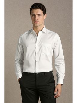 Louis Philippe - Men'S White Classic Fit Solid Full Sleeves Formal Shirt