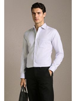 Louis Philippe - Men'S White Classic Fit Check Full Sleeves Formal Shirt