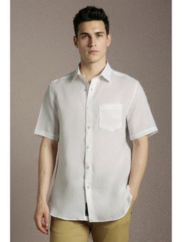Louis Philippe - Men'S White Classic Fit Solid Half Sleeves Shirt