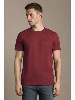 Louis Philippe - Men'S Maroon Solid Crew Neck T-Shirt