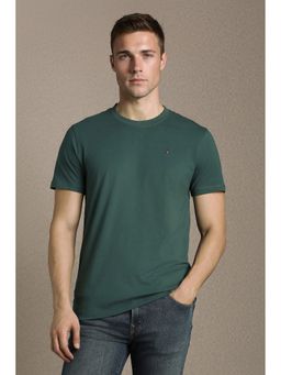 Louis Philippe - Men'S Green Solid Crew Neck T-Shirt