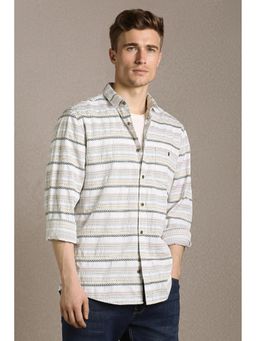 Louis Philippe - Men'S Multicolour Slim Fit Stripe Full Sleeves Casual Shirt