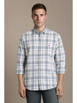 Louis Philippe - Men'S White Slim Fit Check Full Sleeves Casual Shirt