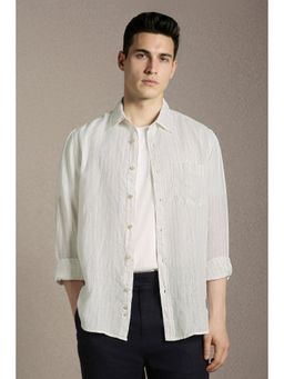 Louis Philippe - Men'S White Regular Fit Stripe Full Sleeves Casual Shirt