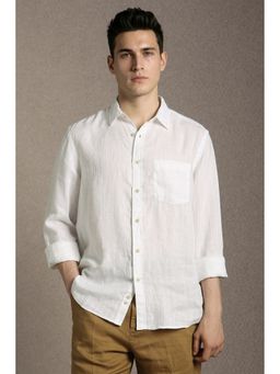 Louis Philippe - Men'S White Regular Fit Stripe Full Sleeves Casual Shirt
