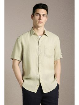Louis Philippe - Men'S Light Olive Relaxed Fit Solid Half Sleeves Casual Shirt