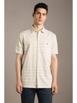 Louis Philippe - Men'S White Slim Fit Stripe Casual Shirt