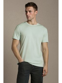 Louis Philippe - Men'S Green Solid Crew Neck T-Shirt