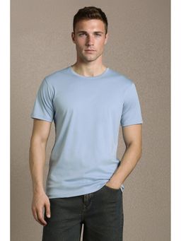 Louis Philippe - Men'S Light Blue Solid Crew Neck T-Shirt