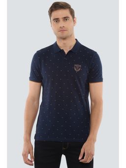 Louis Philippe - Men'S Navy Blue Print Polo T-Shirt