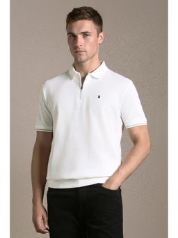 Louis Philippe - Men'S White Textured Polo T-Shirt
