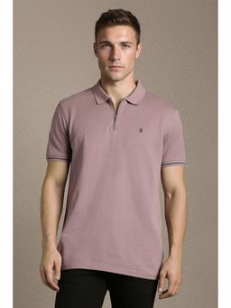 Louis Philippe - Men'S Mauve Textured Polo T-Shirt
