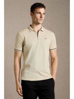 Louis Philippe - Men'S Beige Textured Polo T-Shirt