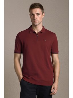 Louis Philippe - Men'S Maroon Textured Polo T-Shirt