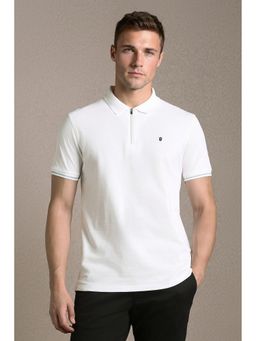 Louis Philippe - Men'S White Textured Polo T-Shirt