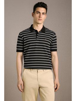 Louis Philippe - Men'S Black Stripe Polo T-Shirt