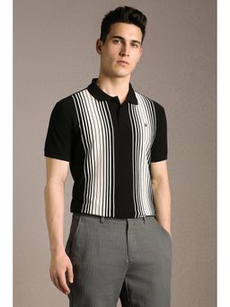 Louis Philippe - Men'S Black Stripe Polo T-Shirt