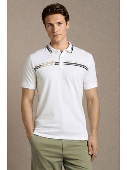 Louis Philippe - Men'S White Stripe Polo T-Shirt