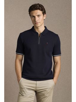 Louis Philippe - Men'S Navy Blue Textured Polo T-Shirt