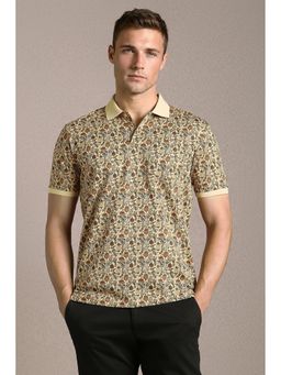 Louis Philippe - Men'S Beige Print Polo T-Shirt