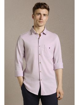 Louis Philippe - Men'S Lavender Slim Fit Textured Full Sleeves Casual Shirt