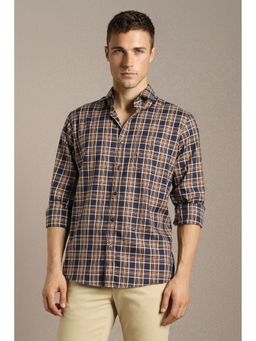 Louis Philippe - Men'S Navy Blue Slim Fit Check Full Sleeves Casual Shirt
