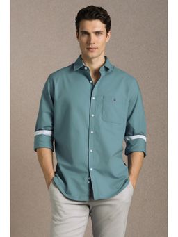 Louis Philippe - Men'S Green Slim Fit Solid Full Sleeves Casual Shirt