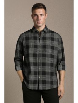 Louis Philippe - Men'S Black Slim Fit Check Full Sleeves Casual Shirt