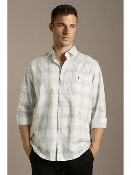 Louis Philippe - Men'S White Slim Fit Check Full Sleeves Casual Shirt
