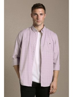 Louis Philippe - Men'S Lavender Slim Fit Check Full Sleeves Casual Shirt