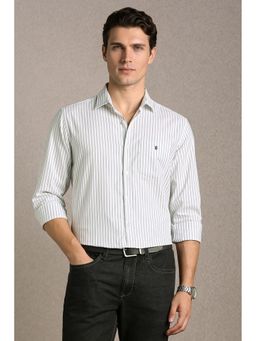 Louis Philippe - Men'S White Slim Fit Stripe Full Sleeves Casual Shirt
