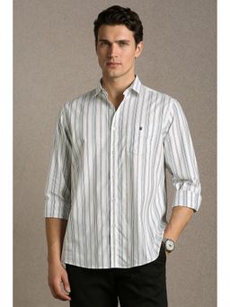 Louis Philippe - Men'S White Slim Fit Stripe Full Sleeves Casual Shirt