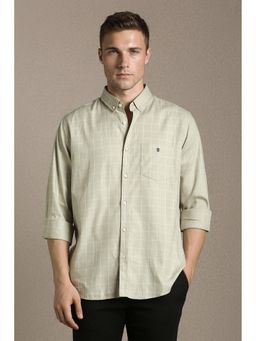 Louis Philippe - Men'S Olive Slim Fit Check Full Sleeves Casual Shirt