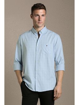 Louis Philippe - Men'S Light Blue Slim Fit Check Full Sleeves Casual Shirt