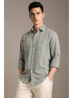 Louis Philippe - Men'S Olive Slim Fit Check Full Sleeves Casual Shirt