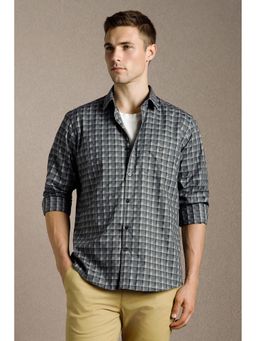 Louis Philippe - Men'S Grey Slim Fit Check Full Sleeves Casual Shirt
