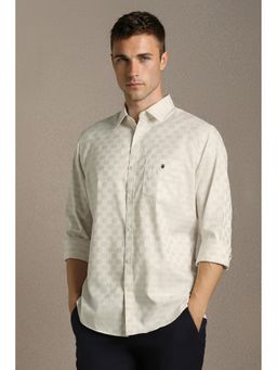 Louis Philippe - Men'S Beige Slim Fit Check Full Sleeves Casual Shirt