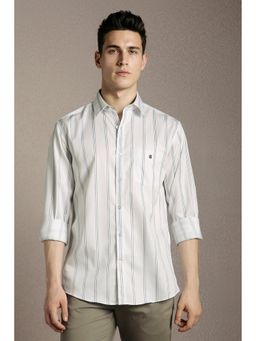Louis Philippe - Men'S White Slim Fit Stripe Full Sleeves Casual Shirt