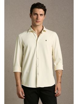 Louis Philippe - Men'S Beige Slim Fit Textured Full Sleeves Casual Shirt