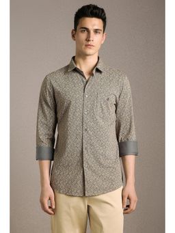 Louis Philippe - Men'S Grey Slim Fit Print Full Sleeves Casual Shirt