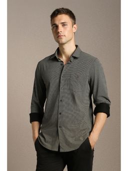 Louis Philippe - Men'S Black Slim Fit Print Full Sleeves Casual Shirt