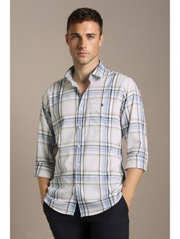 Louis Philippe - Men'S White Slim Fit Check Full Sleeves Casual Shirt