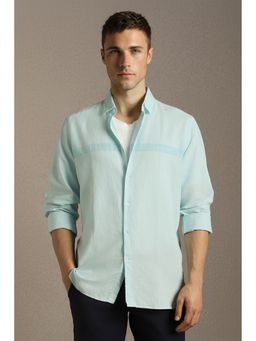 Louis Philippe - Men'S Mint Green Slim Fit Textured Full Sleeves Casual Shirt