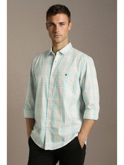 Louis Philippe - Men'S White Slim Fit Check Full Sleeves Casual Shirt