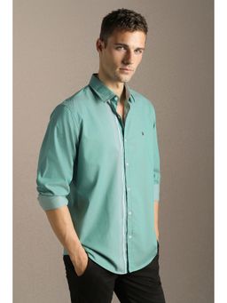 Louis Philippe - Men'S Green Slim Fit Stripe Full Sleeves Casual Shirt