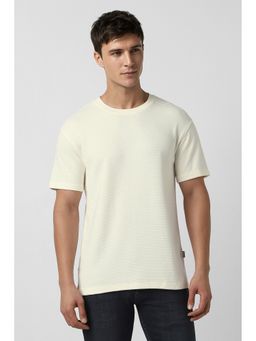 Peter England - Men's Cream Textured T-Shirt