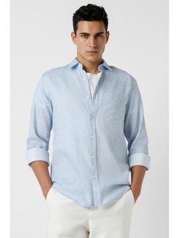 Peter England - Men's Light Blue Slim Fit Print Shirt